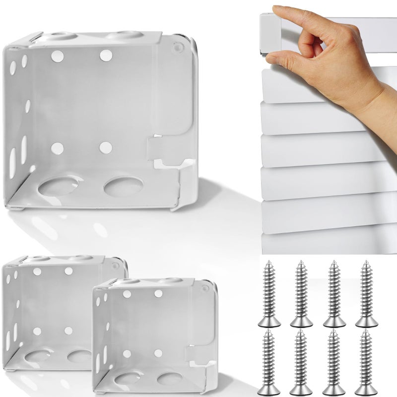 lofrcin 2PCS Mini Blind Brackets, Metal Window Blind Brackets, 2 inch White Window Blinds Headrail Holder Bracket for High Profile Blinds - Image 1